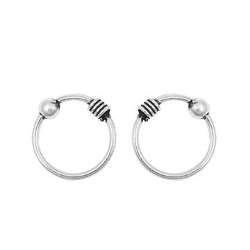 Round Bali Hoop Nose Stud Ring 925 Sterling Silver-8mm